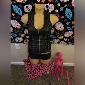 Lydia Lace Up Corset Top in Black